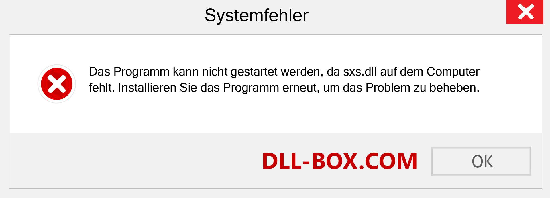 sxs.dll-Datei fehlt?. Download für Windows 7, 8, 10 - Fix sxs dll Missing Error unter Windows, Fotos, Bildern